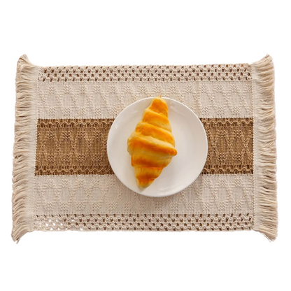 Boho Macramé Placemat Set (6 Pieces) – Handmade Rustic Dining Table Deco