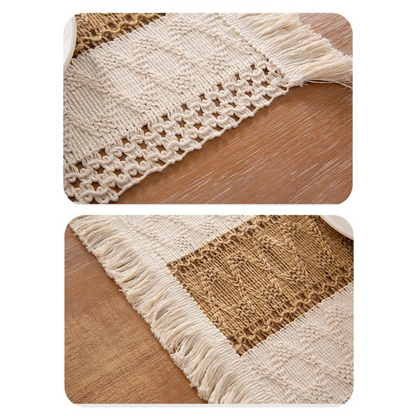Boho Macramé Placemat Set (6 Pieces) – Handmade Rustic Dining Table Deco