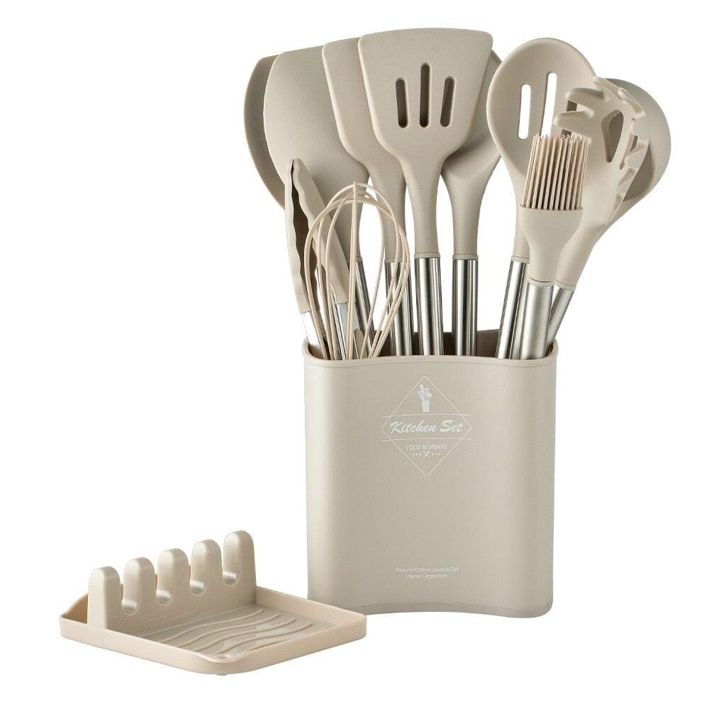 Le Cook™ Premium 11-Piece Kitchen Utensil Set with Holder – Elegant Cooking Tools