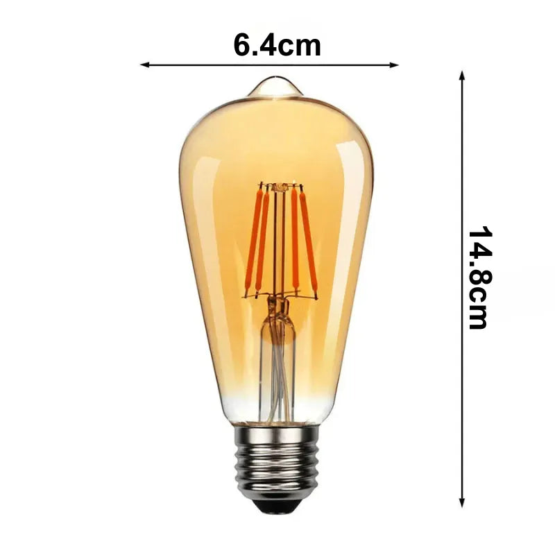 ST64 Vintage LED Bulb Kit (6-Pack) – Decorative E27 Filament Bulbs for Chandeliers & Lamps