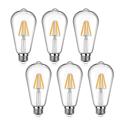 ST64 Vintage LED Bulb Kit (6-Pack) – Decorative E27 Filament Bulbs for Chandeliers & Lamps