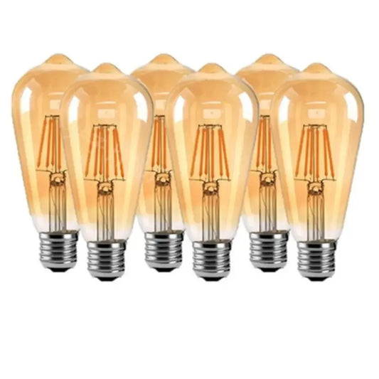 ST64 Vintage LED Bulb Kit (6-Pack) – Decorative E27 Filament Bulbs for Chandeliers & Lamps