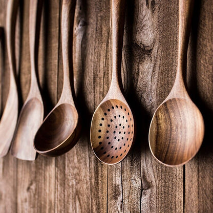 7-Piece Teak Wood Kitchen Utensil Set – Durable Non-Stick Cooking Tools