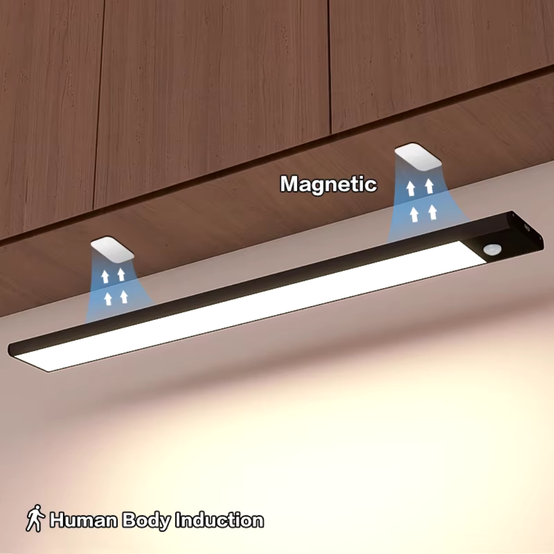 Magnetic LED Motion Light – USB Rechargeable Wireless Bar Lamp for Closets, Cabinets, or Hallways