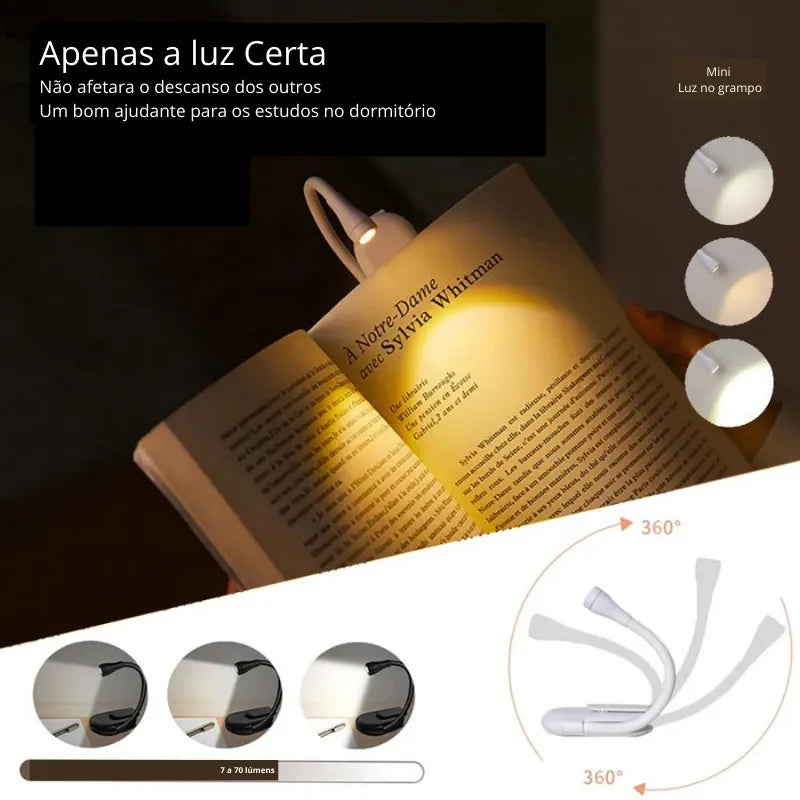 USB Rechargeable Clip Reading Light – Wireless Portable LED Lamp for Books, Desks or Workspaces
