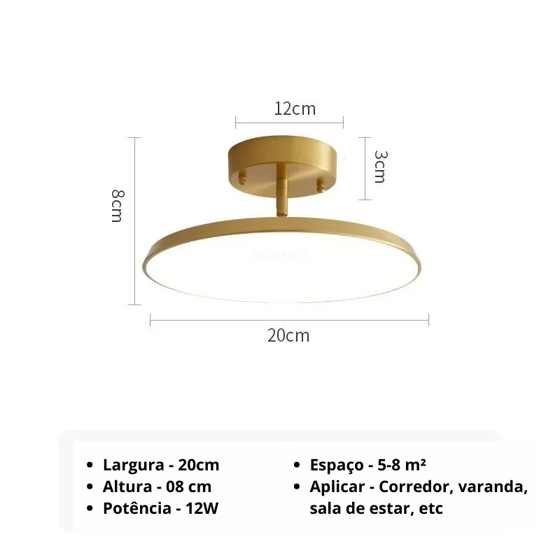 Luminária de teto minimalista  Redonda Giratória - Redonda