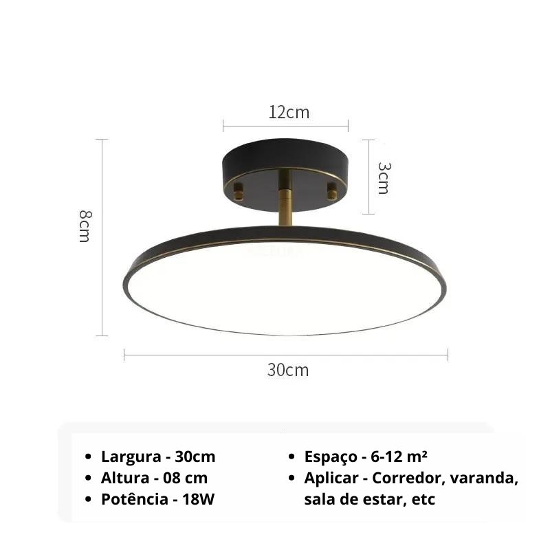 Luminária de teto minimalista  Redonda Giratória - Redonda