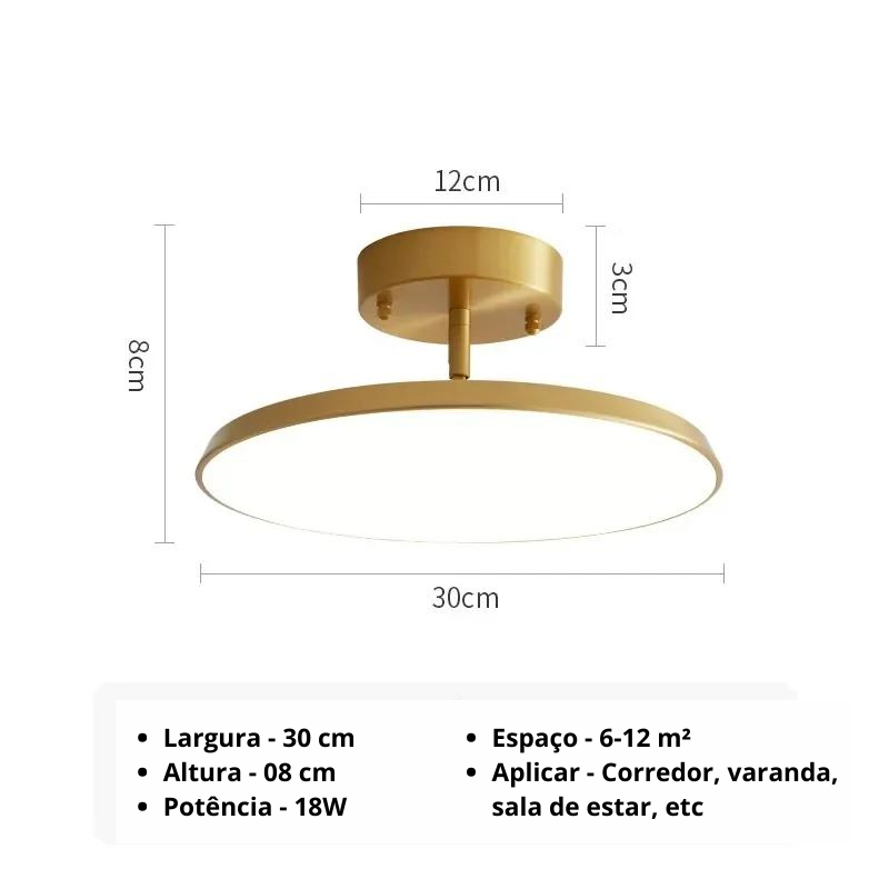 Luminária de teto minimalista  Redonda Giratória - Redonda
