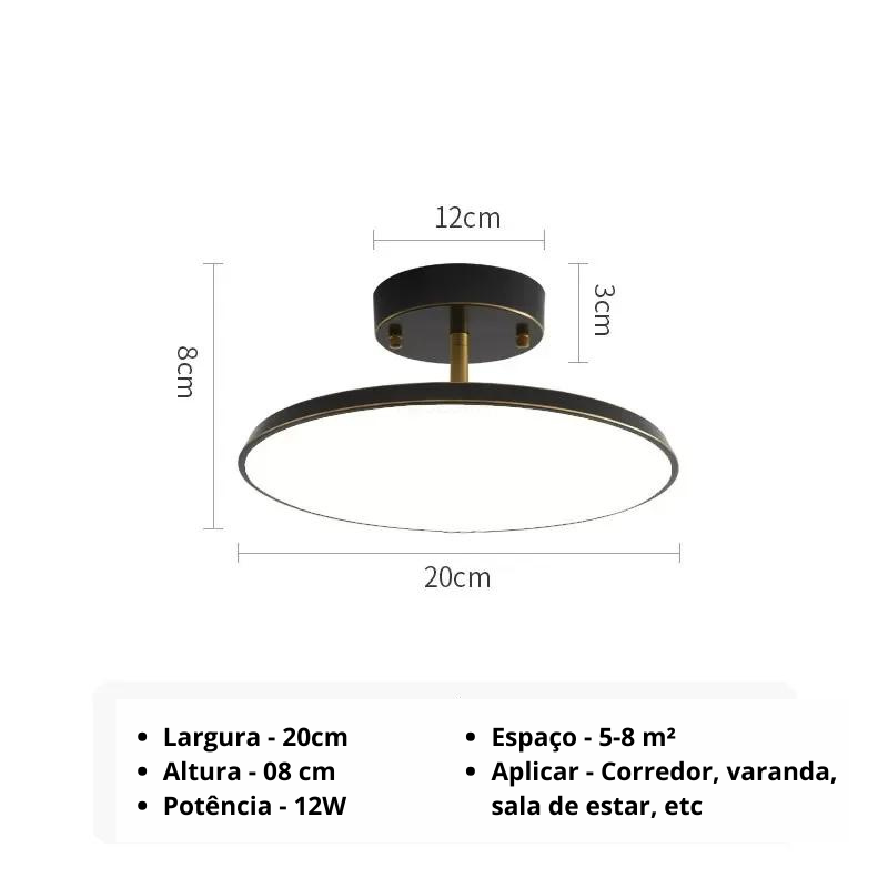 Luminária de teto minimalista  Redonda Giratória - Redonda