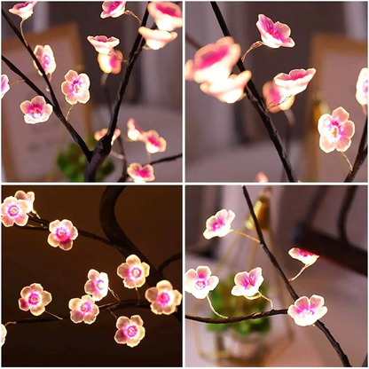 TINA USB Tree Lamp with Rose Blossoms – Romantic LED Light for Bedroom, Living Room & Gifts