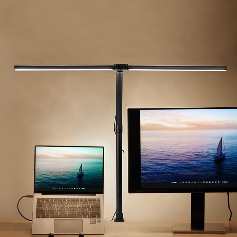 Flexible Dual-Head LED Desk Lamp — Adjustable Modern Aluminum Lighting for Office & Study