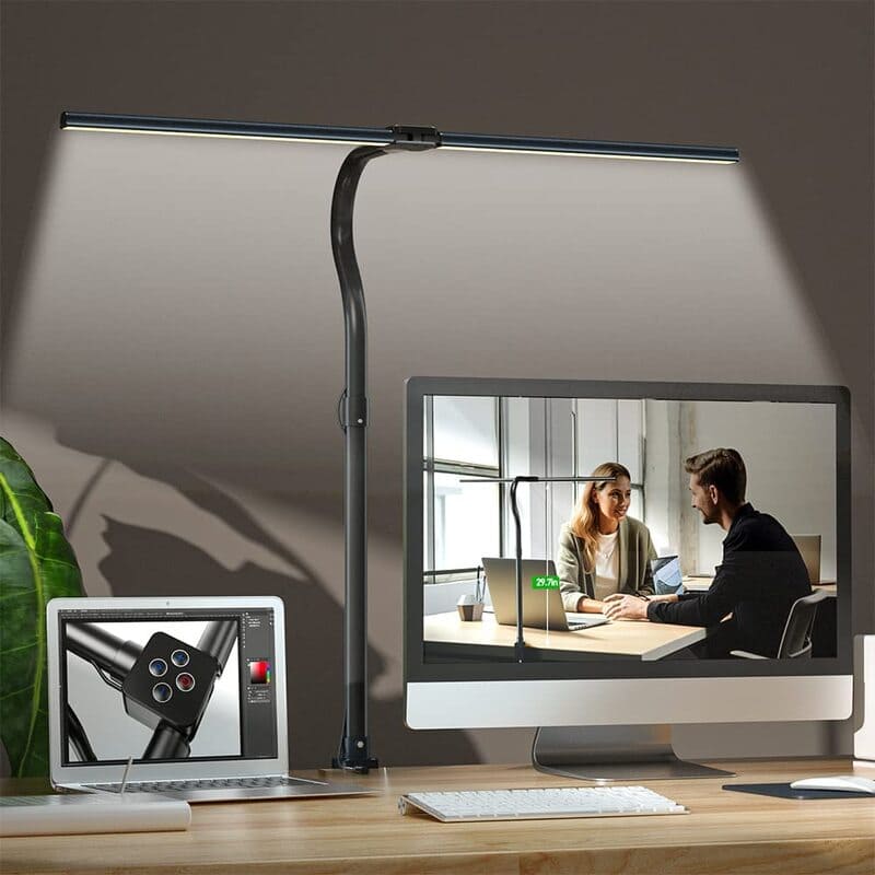 Flexible Dual-Head LED Desk Lamp — Adjustable Modern Aluminum Lighting for Office & Study