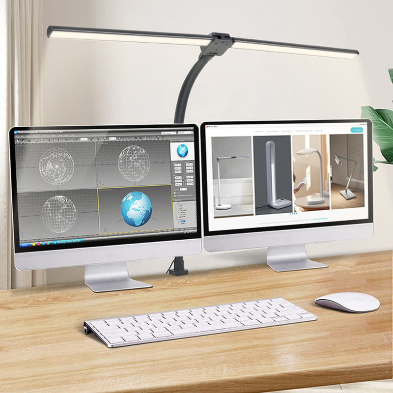 Flexible Dual-Head LED Desk Lamp — Adjustable Modern Aluminum Lighting for Office & Study