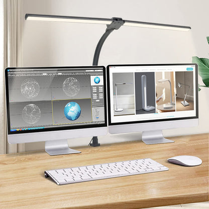 Flexible Dual-Head LED Desk Lamp — Adjustable Modern Aluminum Lighting for Office & Study