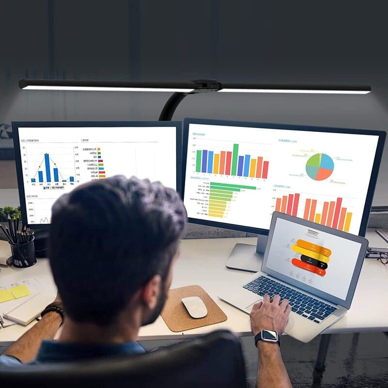 Flexible Dual-Head LED Desk Lamp — Adjustable Modern Aluminum Lighting for Office & Study
