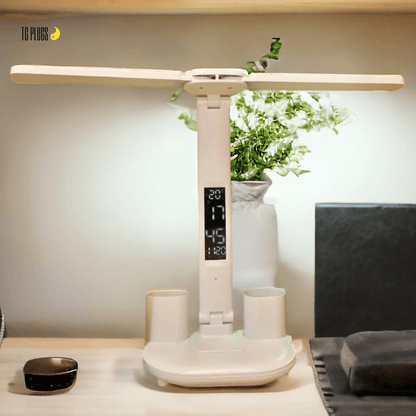 3-in-1 LED Desk Lamp – Adjustable Table Lamp with Clock, Pen Holder & USB Charging Port