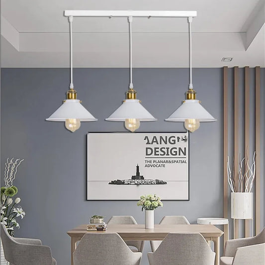 Retro Triple Pendant Light - White