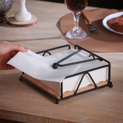 Retro Metal Napkin Holder with Tension Arm – Vintage Kitchen Table Organizer
