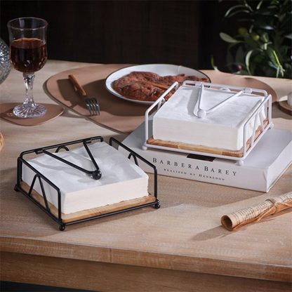 Retro Metal Napkin Holder with Tension Arm – Vintage Kitchen Table Organizer