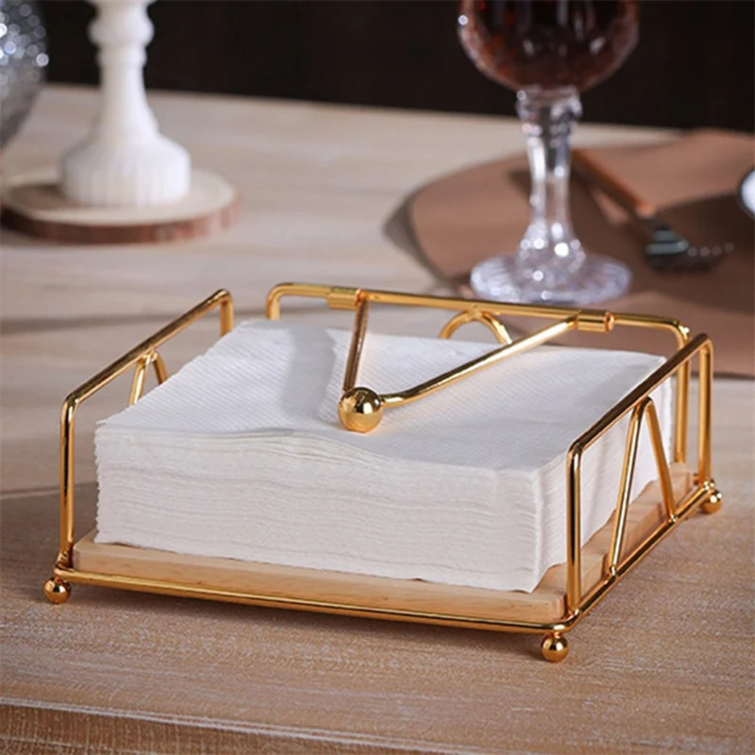 Retro Metal Napkin Holder with Tension Arm – Vintage Kitchen Table Organizer
