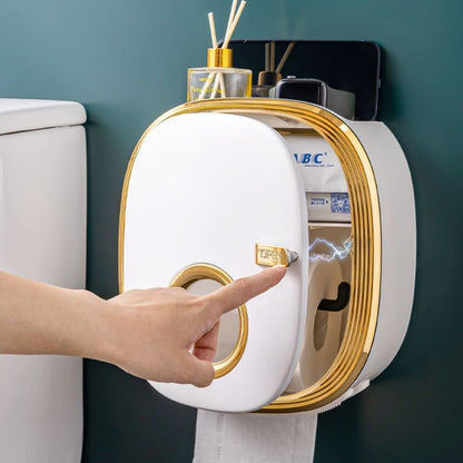 Wall-Mounted Toilet Paper Holder — Retro Luxury Bathroom Organizer | Aura Vibes