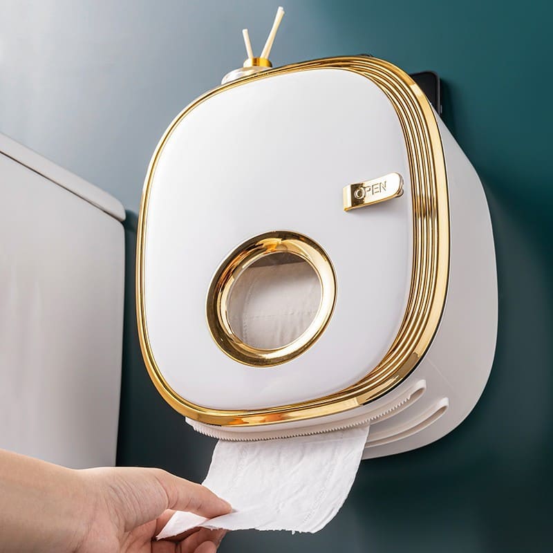 Wall-Mounted Toilet Paper Holder — Retro Luxury Bathroom Organizer | Aura Vibes