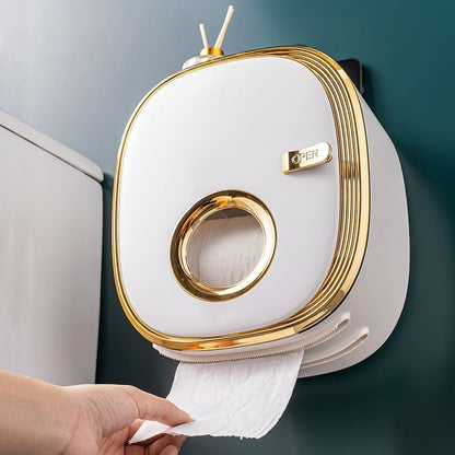 Wall-Mounted Toilet Paper Holder — Retro Luxury Bathroom Organizer | Aura Vibes