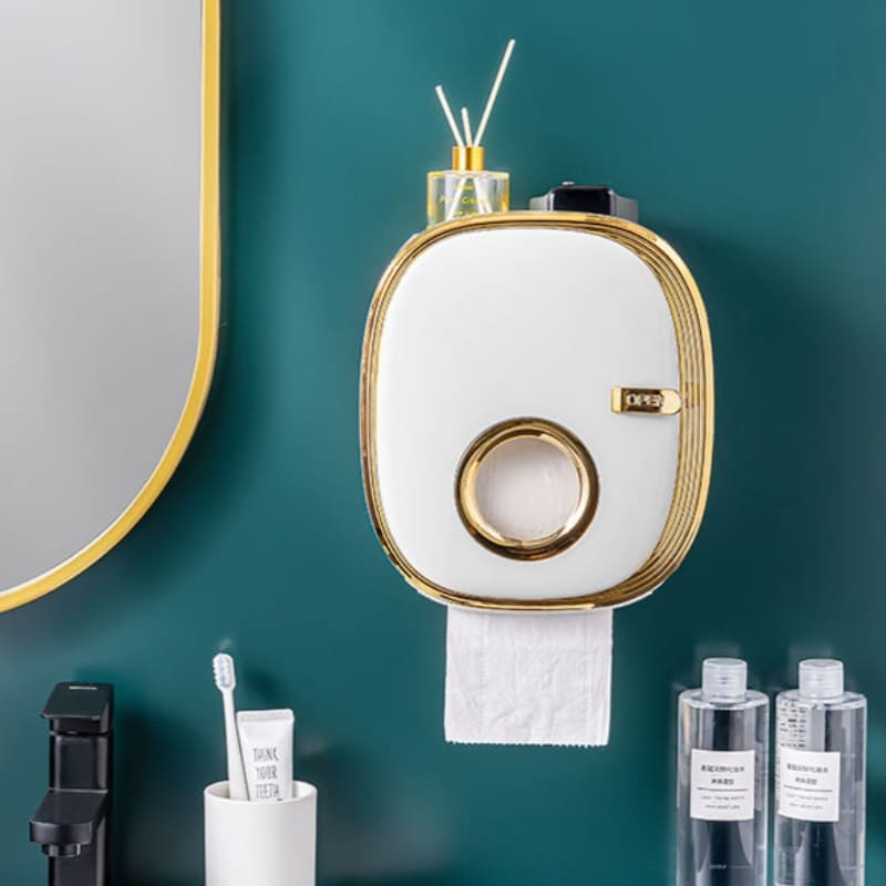 Wall-Mounted Toilet Paper Holder — Retro Luxury Bathroom Organizer | Aura Vibes