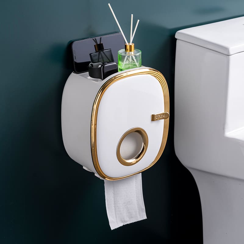 Wall-Mounted Toilet Paper Holder — Retro Luxury Bathroom Organizer | Aura Vibes