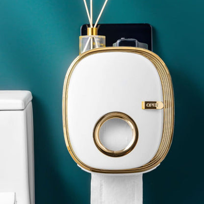 Wall-Mounted Toilet Paper Holder — Retro Luxury Bathroom Organizer | Aura Vibes