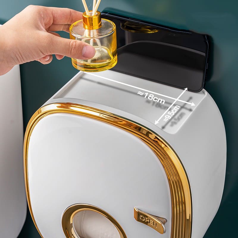 Wall-Mounted Toilet Paper Holder — Retro Luxury Bathroom Organizer | Aura Vibes
