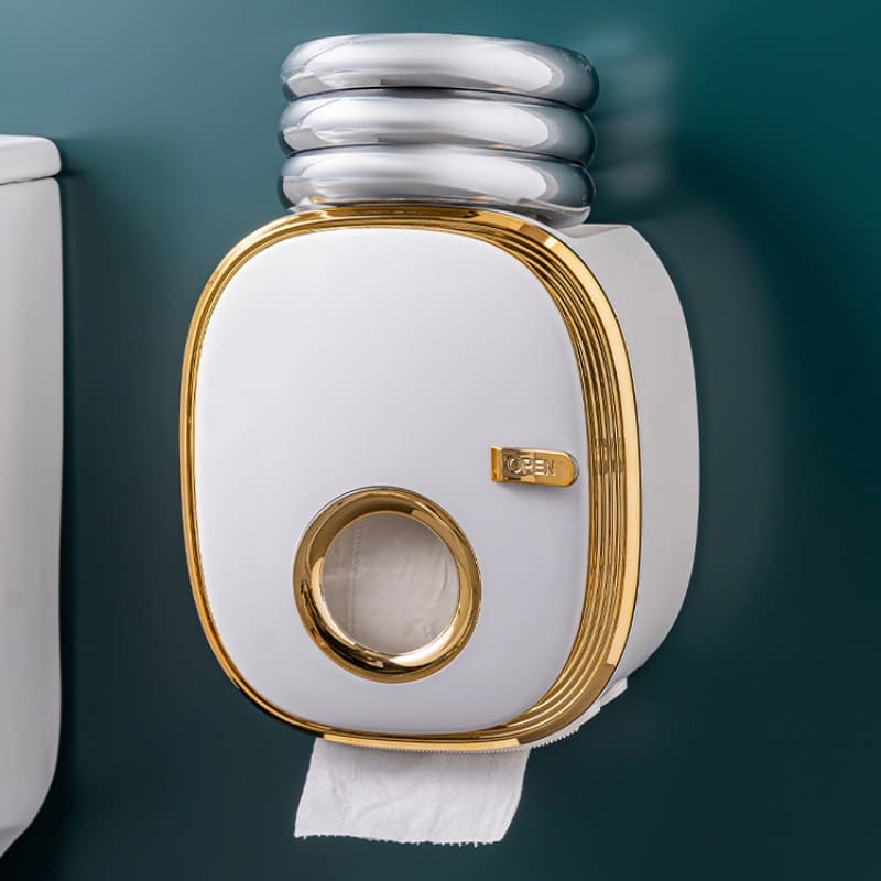 Wall-Mounted Toilet Paper Holder — Retro Luxury Bathroom Organizer | Aura Vibes