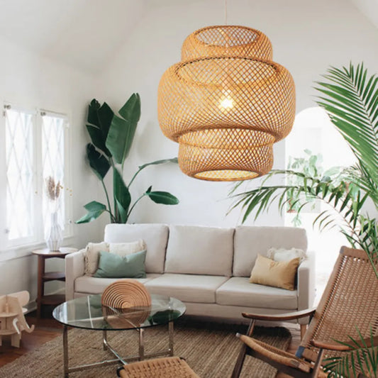 Handwoven Bamboo Pendant Light – Japanese Organic Elegance