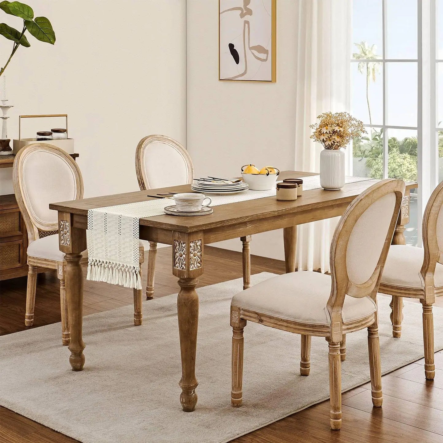 Boho Cotton & Polyester Table Runner – Elegant Rustic Dining Decoration