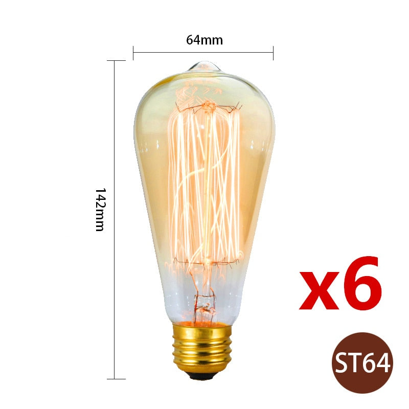 6-Piece Vintage Edison Bulb Kit – Perfect for Retro Chandeliers