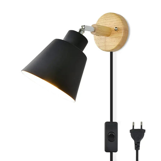 Nordic Wooden Wall Lamp – Minimalist Wall Sconce with Switch for Bedrooms, Entryways or Modern Hallways