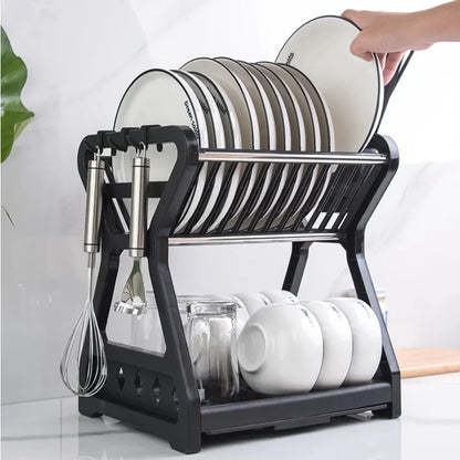 Double-Layer Dish Rack – Modern Kitchen Organizer & Space-Saving Design