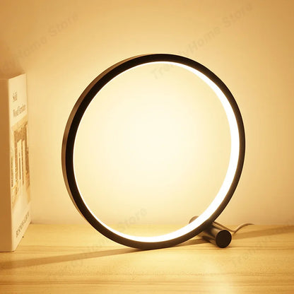 LED Circular Desk Lamp – Modern Minimalist Adjustable Table Light for Bedroom & Study