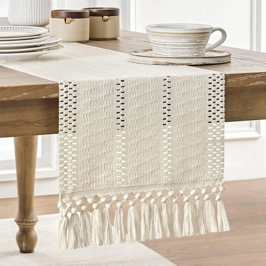 Boho Table Runner — Elegant Cotton & Polyester