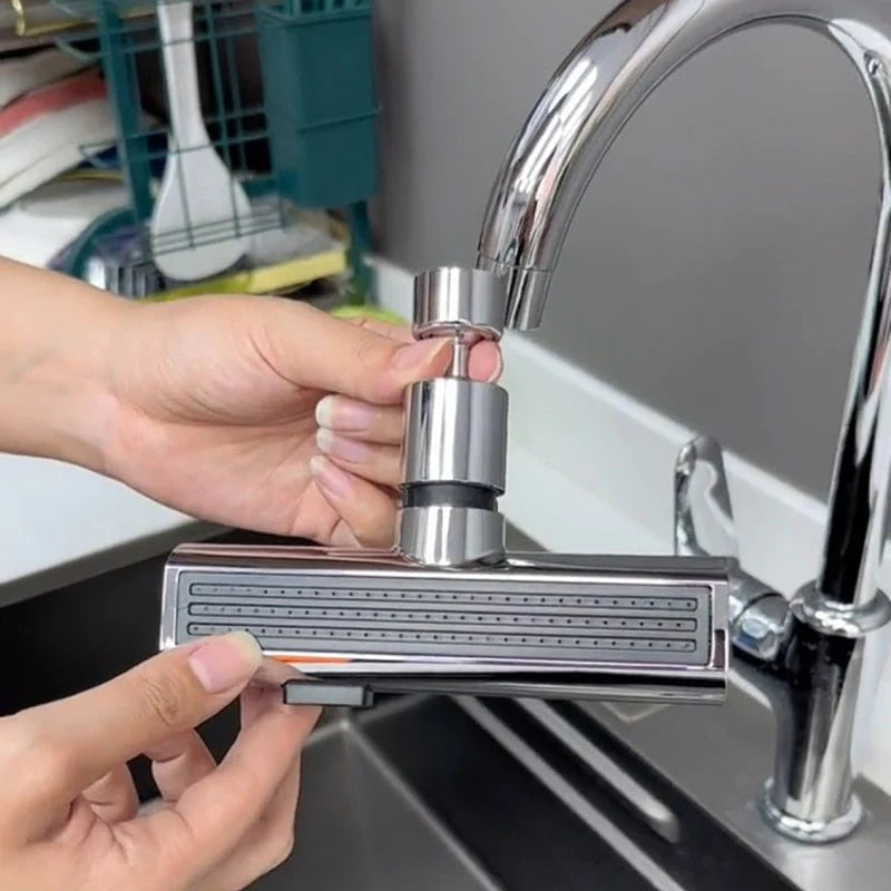 360° Swivel Faucet Extender – Luxury Dual Spray Modes for Kitchen & Bathroom
