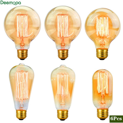 6-Piece Vintage Edison Bulb Kit – Perfect for Retro Chandeliers