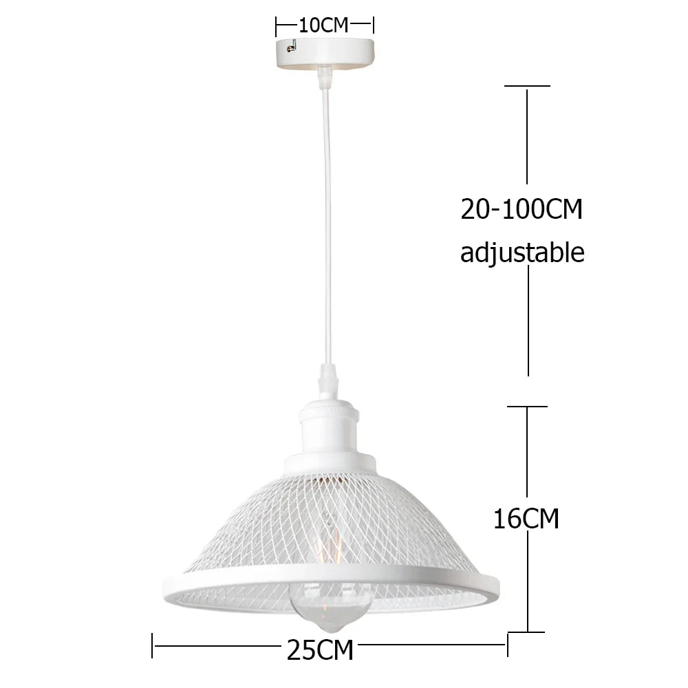 Industrial Retro Pendant Light – Metal Mesh Vintage Style E27 Socket for Dining Room or Bar Decor