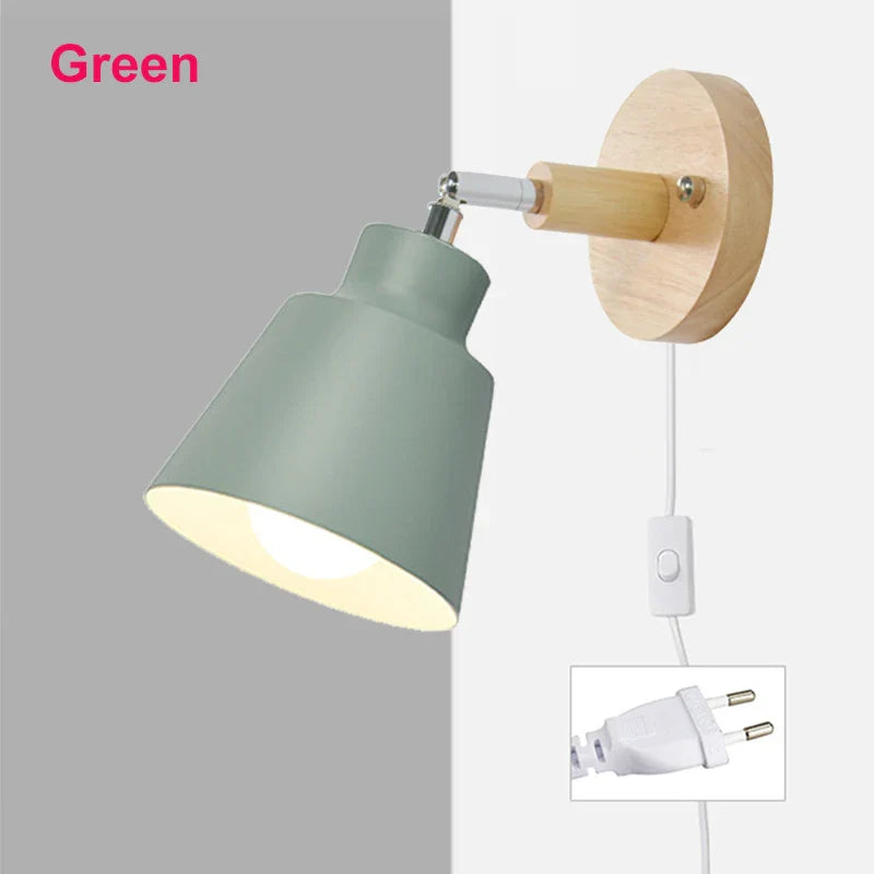 Nordic Wooden Wall Lamp – Minimalist Wall Sconce with Switch for Bedrooms, Entryways or Modern Hallways