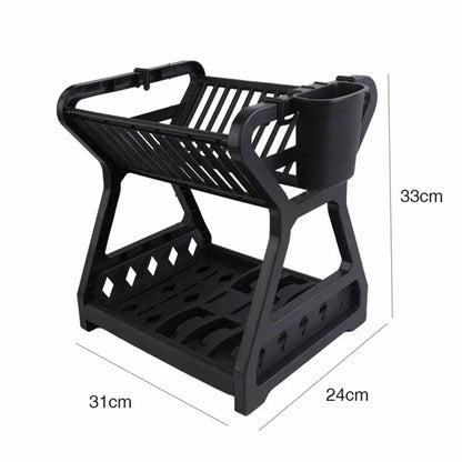 Double-Layer Dish Rack – Modern Kitchen Organizer & Space-Saving Design