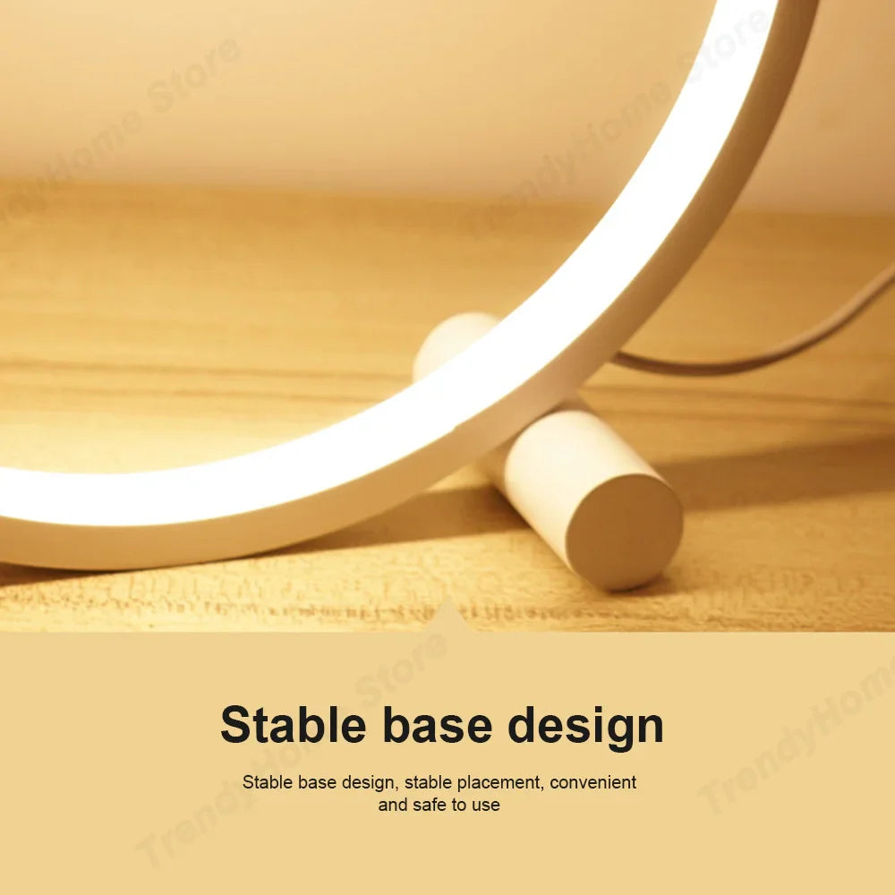 LED Circular Desk Lamp – Modern Minimalist Adjustable Table Light for Bedroom & Study