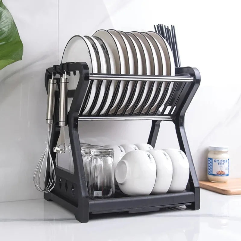 Double-Layer Dish Rack – Modern Kitchen Organizer & Space-Saving Design