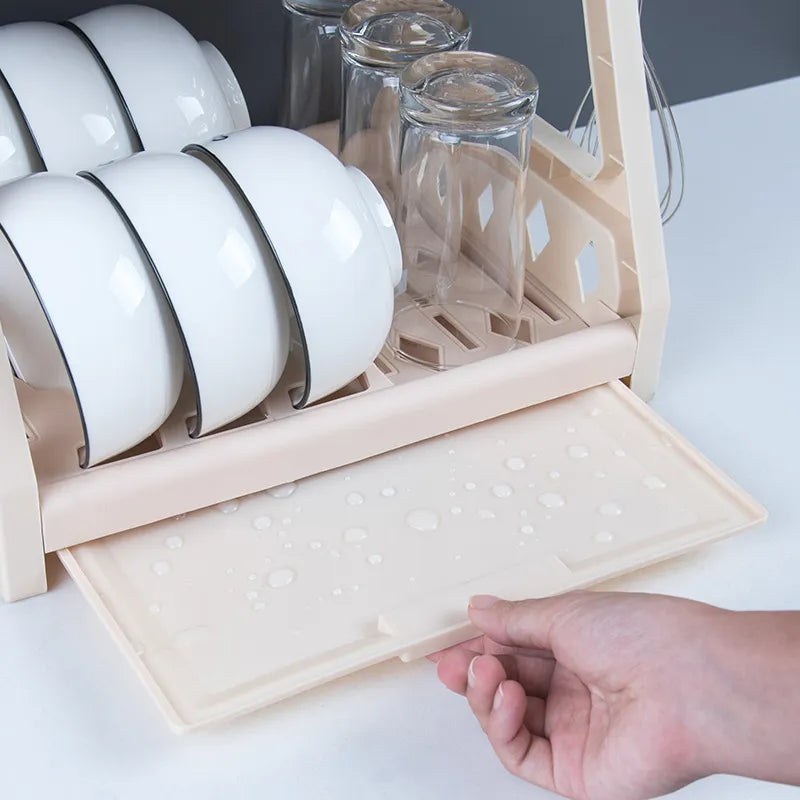Double-Layer Dish Rack – Modern Kitchen Organizer & Space-Saving Design