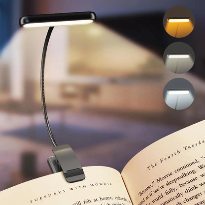 Rechargeable Clip-On Reading Light – Eye-Care LED Lamp with Flexible Arm for Books, Bed Frames or Desks