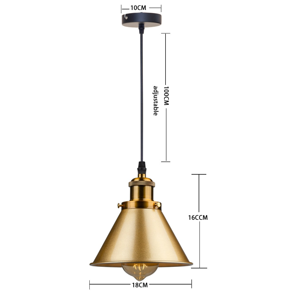 Vintage Industrial Loft Pendant Lamp – Classic E27 Hanging Fixture for Café, Kitchen or Living Room Accent Lighting