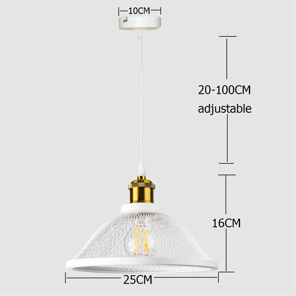 Industrial Retro Pendant Light – Metal Mesh Vintage Style E27 Socket for Dining Room or Bar Decor